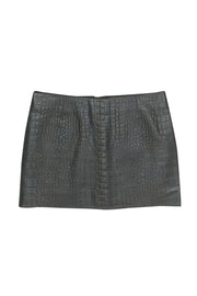 Current Boutique-Alexander Wang - Grey Crocodile Print Textured Lace-Up Miniskirt Sz 6