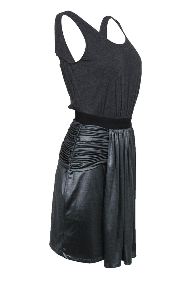 Current Boutique-Alexander Wang - Grey Dress w/ Metallic Ruched Skirt Sz 6