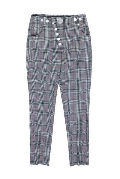 Current Boutique-Alexander Wang - Grey Plaid Trousers w/ Silver-Toned Buttons Sz 2