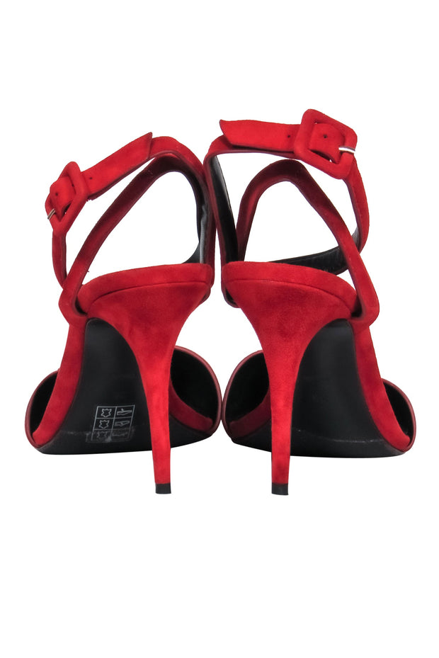 Current Boutique-Alexander Wang - Red Suede Pointy Toe Wrap Strap Heels Sz 8