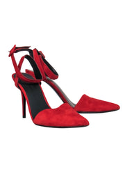 Current Boutique-Alexander Wang - Red Suede Pointy Toe Wrap Strap Heels Sz 8