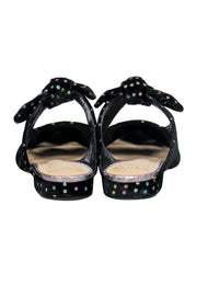 Current Boutique-Alexandre Birman - Black & Multicolored Velvet Polka Dot Pointed Toe Mules w/ Bow Sz