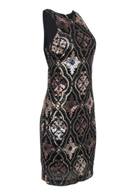 Current Boutique-Alexia Admor - Black, Bronze & Silver Sequined Sheath Dress Sz L
