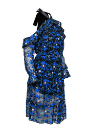 Current Boutique-Alexia Admor - Blue Floral Off-The-Shoulder Dress w/ Tie Halter Sz 4