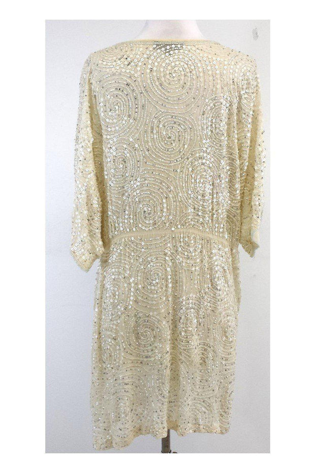 Current Boutique-Alexia Admor - Cream Sequin Beaded Silk Dress Sz M