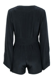 Current Boutique-Alexis - Black Silk Romper w/ Bell Sleeves Sz M