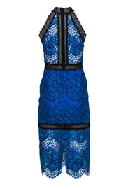 Current Boutique-Alexis - Blue & Black Lace Fitted Mock Neck Maxi Dress Sz S