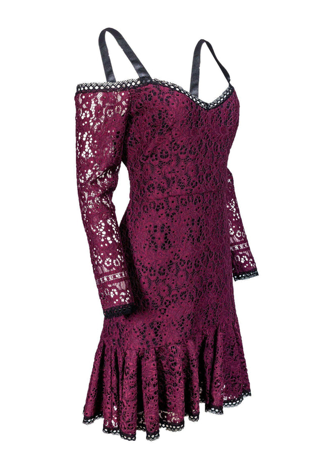 Current Boutique-Alexis - Burgundy Off-The-Shoulder Lace Dress Sz XL