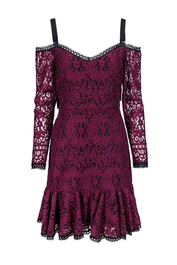 Current Boutique-Alexis - Burgundy Off-The-Shoulder Lace Dress Sz XL