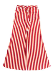 Current Boutique-Alexis - Red & Cream Striped Satin Bell Bottom Pants Sz S