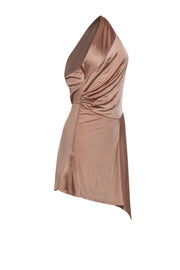 Current Boutique-Alexis - Tan One-Shoulder Asymmetric Hem Midi Dress Sz M