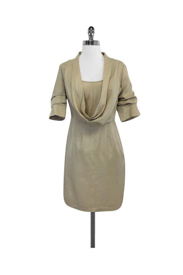 Current Boutique-Ali Ro - Beige Cotton Blend Cowl Neck Dress Sz 2