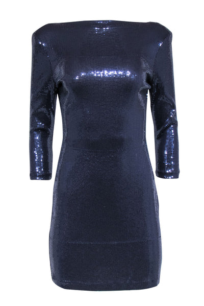 Current Boutique-Ali Ro - Navy Blue Sequined "Midnight" Open Back Mini Dress Sz 10