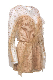 Current Boutique-Alice McCall - Nude Tulle & Gold Glitter Ruffle Romper Sz 4