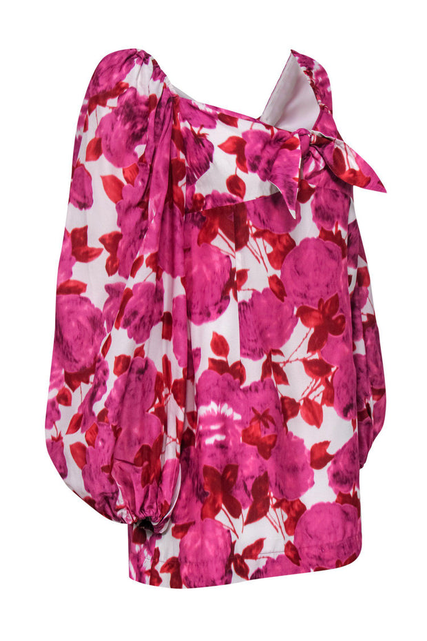 Current Boutique-Alice McCall - Pink, Red & White Floral Print Long Sleeve Shift Dress w/ Tie Sz 6