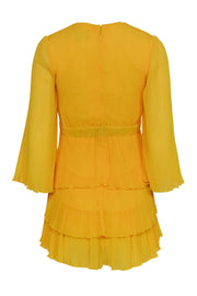 Current Boutique-Alice McCall - Yellow Pleated Tier Mini Dress w/ Bell Sleeves Sz 2
