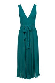 Current Boutique-Alice & Olivia - Aqua Green Pleated Plunge Maxi Dress Sz 6