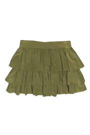 Current Boutique-Alice & Olivia - Avocado Green Tiered Miniskirt Sz 8