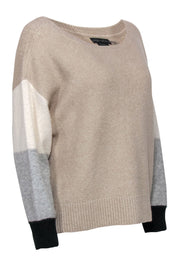 Current Boutique-Alice & Olivia - Beige, Cream & Grey Colorblock Wool Blend Sweater Sz XS