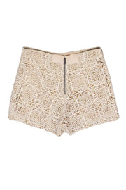 Current Boutique-Alice & Olivia - Beige Crochet High Waisted Cotton Shorts Sz 2