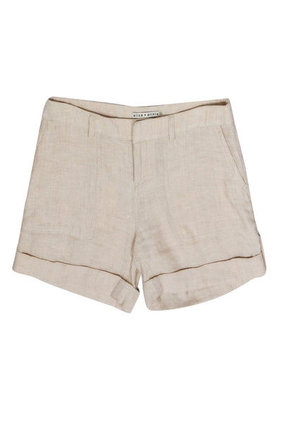 Current Boutique-Alice & Olivia - Beige High Waisted Cuffed Linen Shorts Sz S