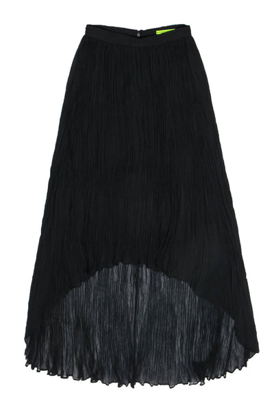 Current Boutique-Alice & Olivia - Black Accordion Pleated High-Low Maxi Skirt Sz 2