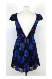 Current Boutique-Alice & Olivia - Black & Blue Floral Lace Nelly Dress Sz 2