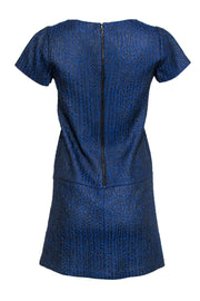 Current Boutique-Alice & Olivia - Black & Blue Woven Herringbone Drop-Waist Dress Sz S