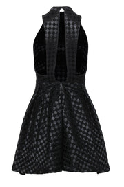 Current Boutique-Alice & Olivia - Black Checkered Mock Neck A-Line Dress Sz 0