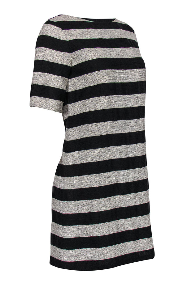 Current Boutique-Alice & Olivia - Black & Cream Striped Shift Dress Sz 8