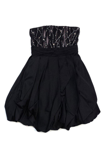 Current Boutique-Alice & Olivia - Black Embellished Strapless Dress Sz 2
