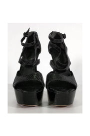 Current Boutique-Alice & Olivia - Black Embossed Platform Pumps Sz 9