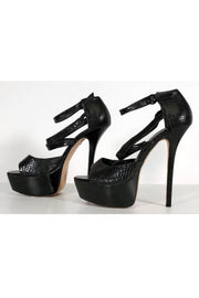 Current Boutique-Alice & Olivia - Black Embossed Platform Pumps Sz 9