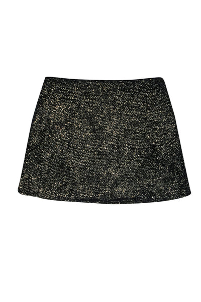 Current Boutique-Alice & Olivia - Black & Gold Tweed Miniskirt Sz 6