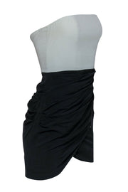 Current Boutique-Alice & Olivia - Black & Ivory Ruched Strapless Mini Dress Sz 0