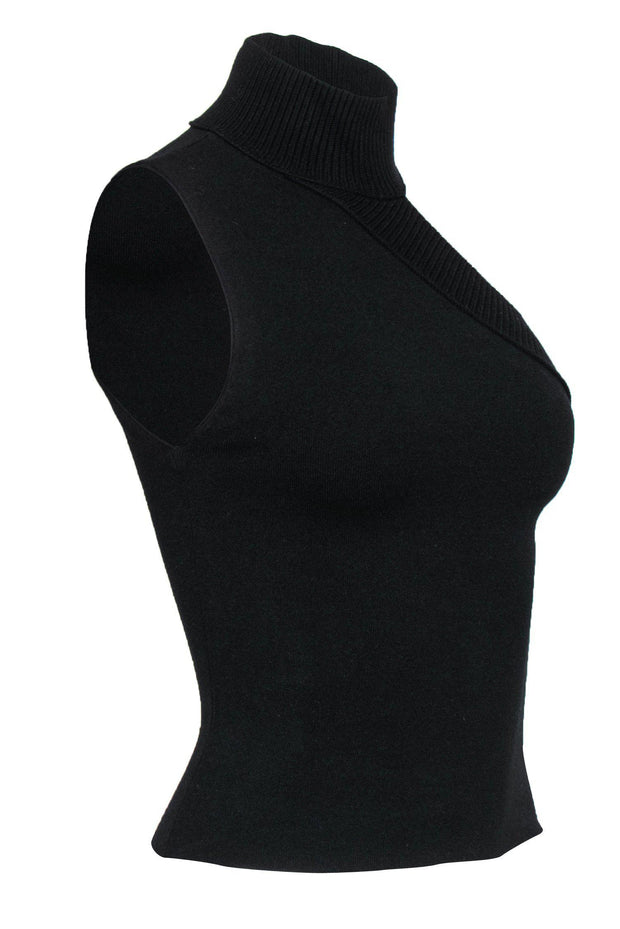 Current Boutique-Alice & Olivia - Black Knit Cutout Mock Neck Top Sz XS