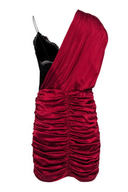 Current Boutique-Alice & Olivia - Black Lace & Draped Red Mini Dress Sz 14