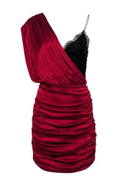 Current Boutique-Alice & Olivia - Black Lace & Draped Red Mini Dress Sz 14