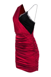 Current Boutique-Alice & Olivia - Black Lace & Draped Red Mini Dress Sz 4