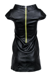 Current Boutique-Alice & Olivia - Black Leather Cowl Neck Shift Dress Sz XS