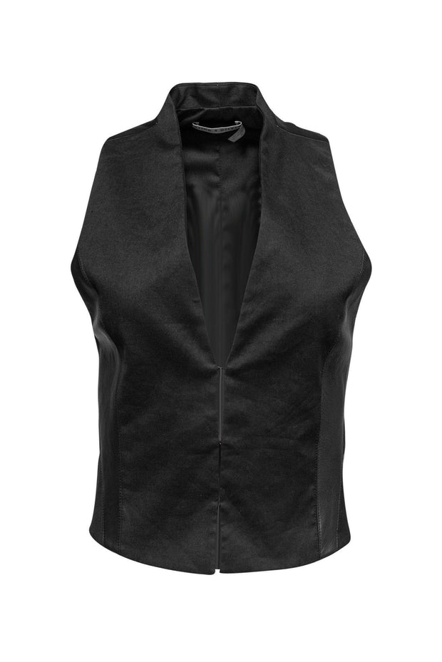 Current Boutique-Alice & Olivia - Black Leather Trimmed Vest Sz 4