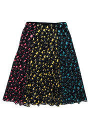 Current Boutique-Alice & Olivia - Black Midi Skirt w/ Multicolored Leopard Print Sz 10