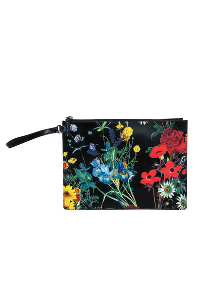 Current Boutique-Alice & Olivia - Black & Multicolor Floral Print Zippered Clutch