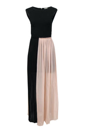 Current Boutique-Alice & Olivia - Black, Pink & Grey Pleated Maxi Dress w/ Back Cutout Sz 6