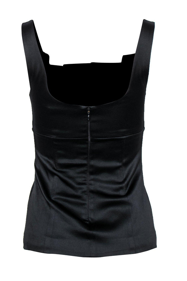 Current Boutique-Alice & Olivia - Black Pleated Satin Bustier-Style Top Sz XS
