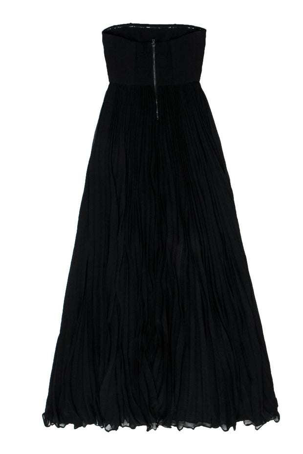 Current Boutique-Alice & Olivia - Black Pleated Strapless Gown Sz 0