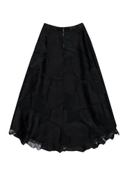 Current Boutique-Alice & Olivia - Black Satin High-Low Midi Skirt Sz 2