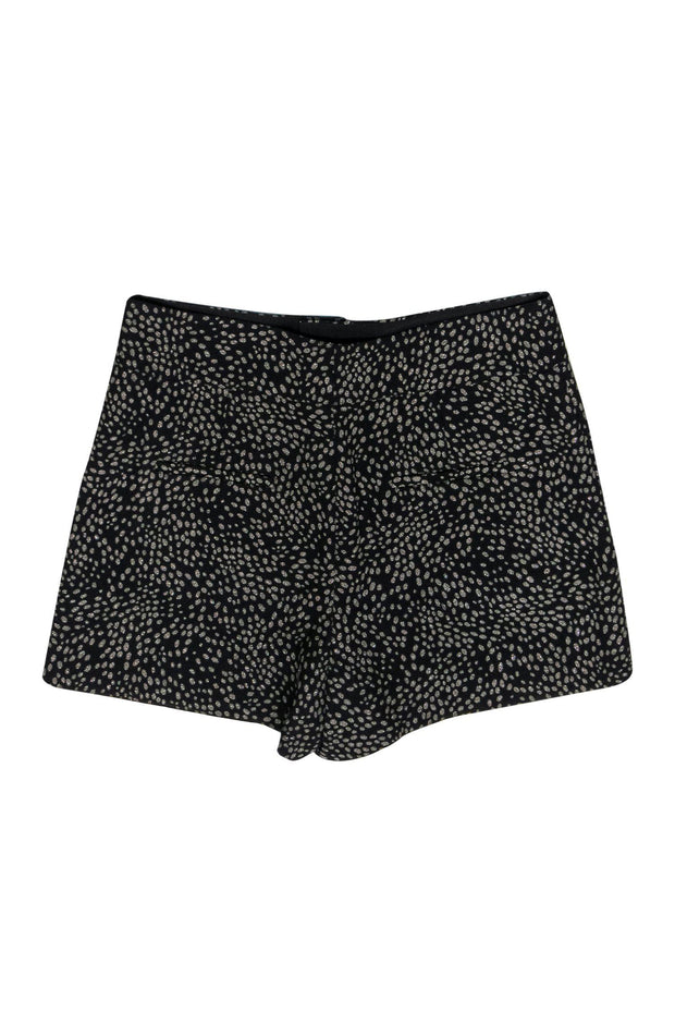 Current Boutique-Alice & Olivia - Black & Silver Metallic Spotted High Waisted Shorts Sz 14
