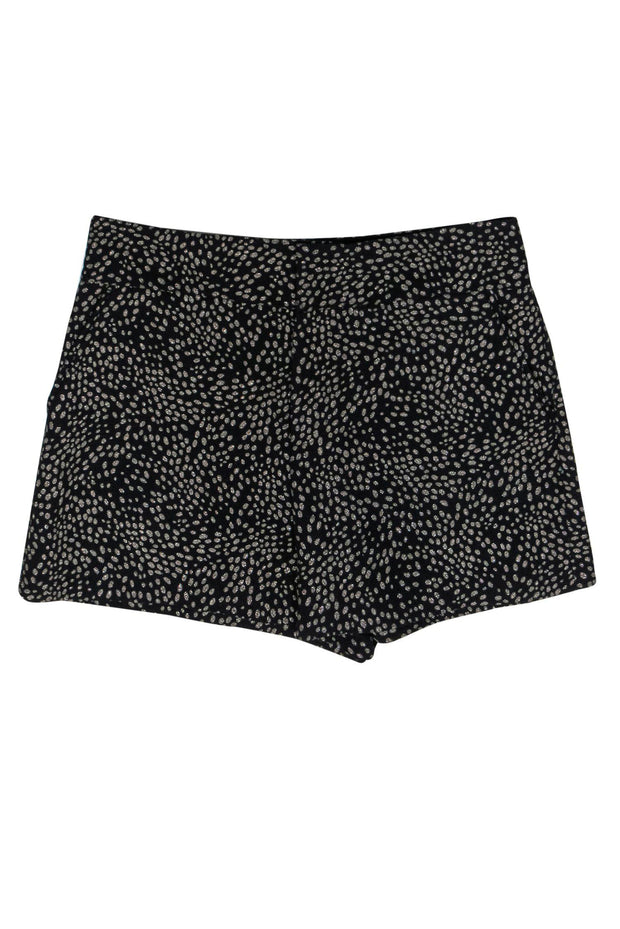 Current Boutique-Alice & Olivia - Black & Silver Metallic Spotted High Waisted Shorts Sz 14