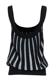 Current Boutique-Alice & Olivia - Black & Silver Sparkly Striped Knit Tank Sz M